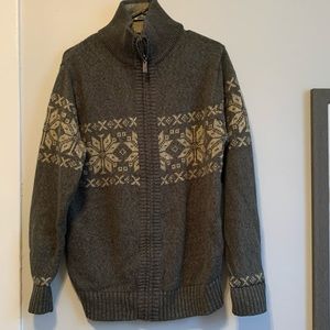 JEEP Unisex Vintage Green Zip-Up Sweater